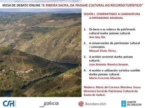 Mesa de debate en línea "Ribeira Sacra, del paisaje cultural al recurso turístico"