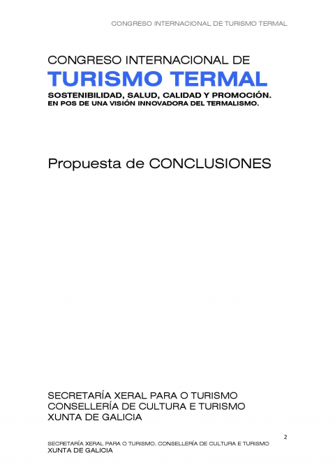 Conclusions of the Thermal Tourism International Congress
