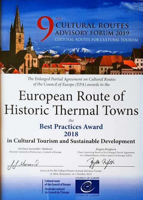 The best practises award of the Enlarged Partial Agreement on Cultural Routes of the Council of Europe recognises the European Thermal Heritage Day